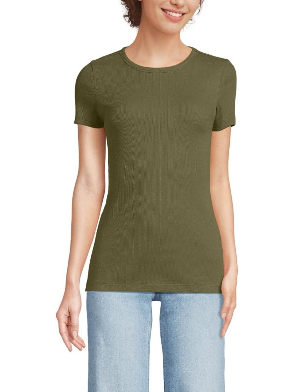 Cotton Rib Knit T-Shirt for Women | Soft, Comfortable Casual Top | Versatile